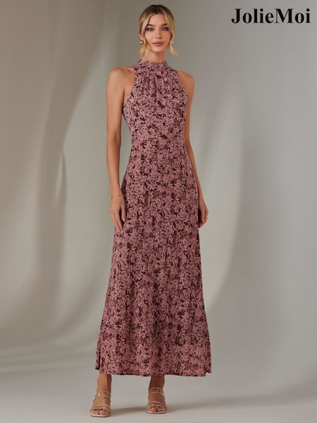 Jolie Moi Red Chiffon Maxi Dress (F31521) | 376 QAR
