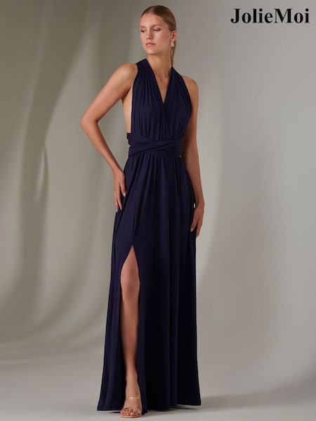 Jolie Moi Blue Halter Neck Maxi Bridesmaid Dress (F31523) | €123
