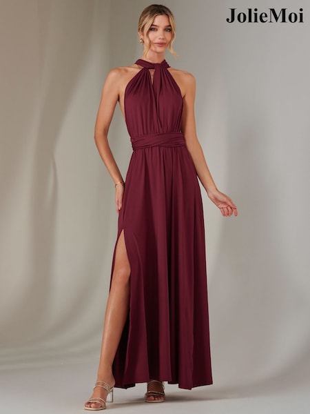 Jolie Moi Red Halter Neck Maxi Bridesmaid Dress (F31527) | €103
