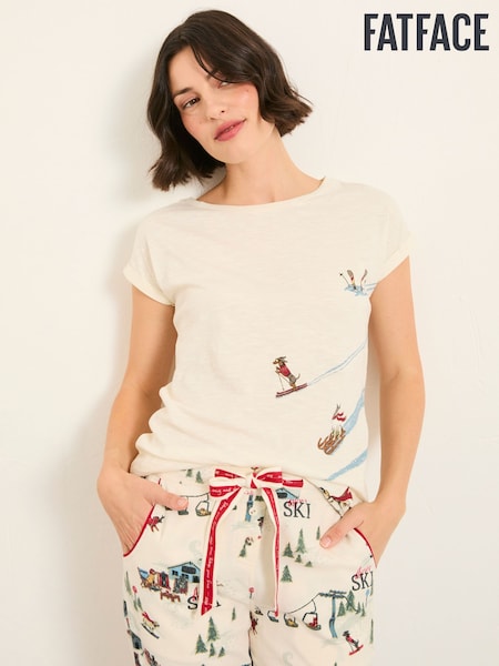 FatFace Ivory Ski Dog Graphic T Shirt (F31545) | €33