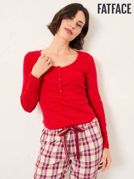 FatFace Hattie Red Henley Pyjama Top (F31587) | €38.50