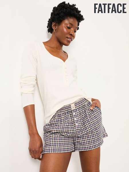 FatFace Purple Mini Check Boyfriend Pyjama Shorts (F31612) | €40