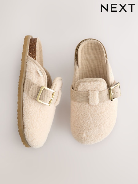 Neutrale Farbe - Borg Buckle Slippers (F31619) | 38 €