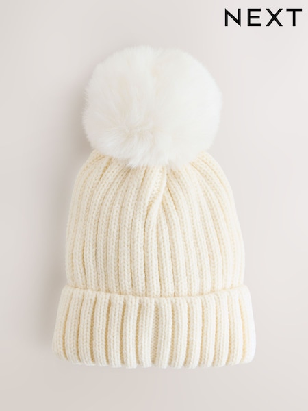 White Rib Pom Beanie (3mths-16yrs) (F31626) | AED30 - AED36