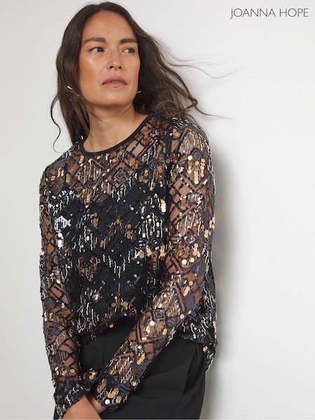 Joanna Hope Beaded Black Top (F31650) | €100