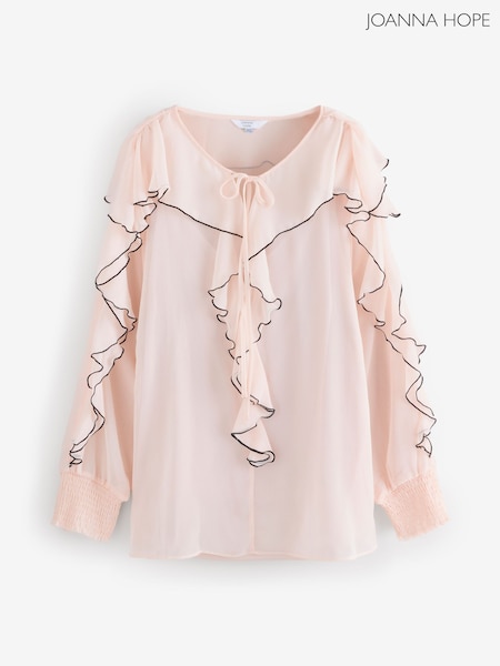 Joanna Hope Cream Crinkle Ruffle Blouse With Contrast (F31652) | €36