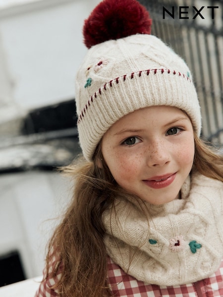 Burgundy Red Beanie And Snoods Set (1-16yrs) (F31672) | 84 QAR - 94 QAR