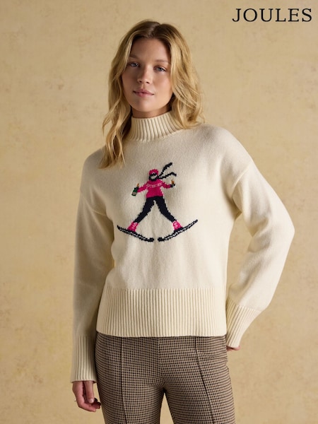Joules Abigail Cream Intarsia High Neck Jumper (F31698) | 341 QAR