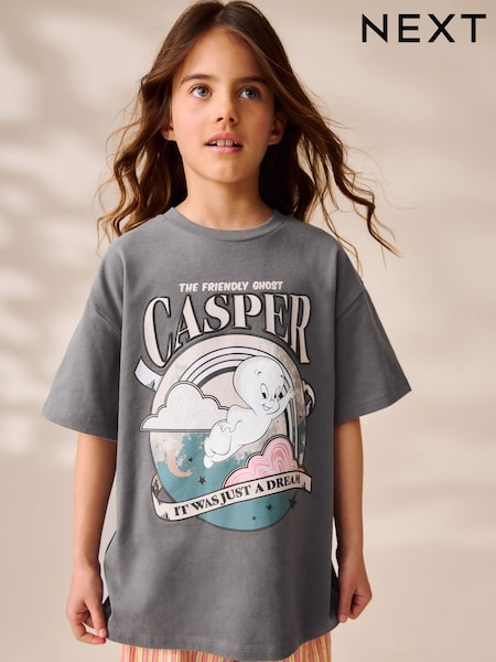 Grey Casper the Ghost Oversized License Graphic Print 100% Cotton T-Shirt (3-16yrs) (F31735) | € 21 - € 28