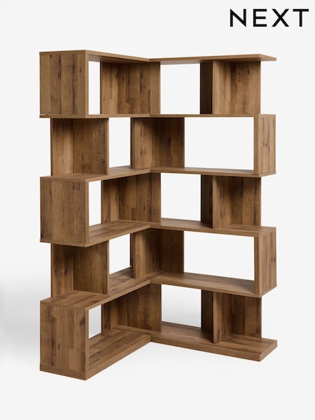 Dark Bronx Oak Effect Large Corner Shelf (F31818) | €650