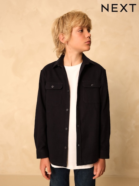 Navy Long Sleeve Plain Double Pocket Shirt (3-16yrs) (F31847) | AED86 - AED112