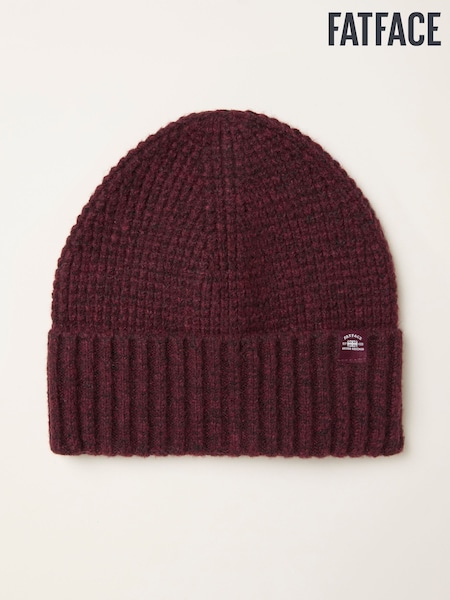 FatFace Burgundy Red Waffle Beanie (F31865) | €28