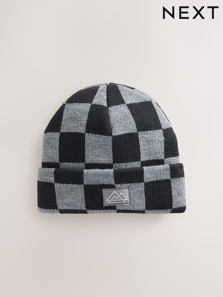 Black/Grey Check Beanie Hat (1-16yrs) (F31878) | €8 - €10