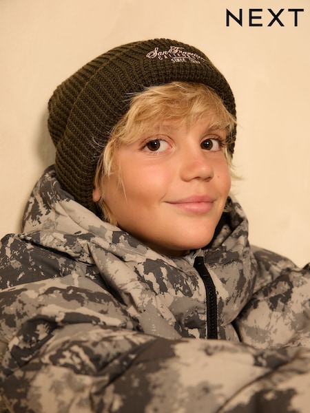 Khaki Green Waffle Beanie Hat (1-16yrs) (F31882) | AED30 - AED36