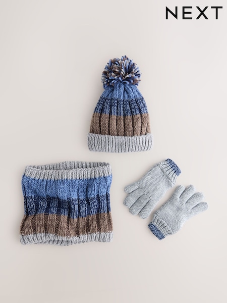 أزرق كحلي/محايد - Hat Gloves & Snood 3 Piece Set (3-16yrs) (F31887) | ‏89 ر.ق. - ‏94 ر.ق.