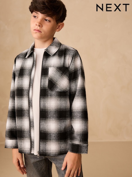 Mono Core Black/White Check Zip Through Overshirt (3-16yrs) (F31995) | €33 - €41