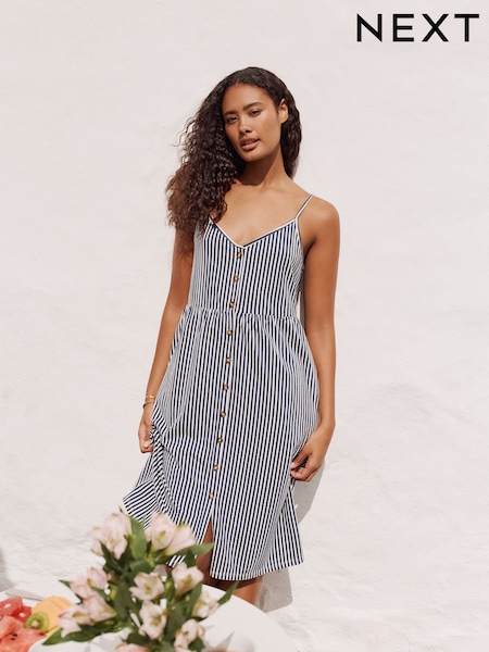 Blue on White Jersey Midi Dress (F32029) | R$ 220