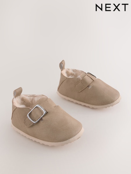 Beige - Baby Faux Fur Lined Clog Shoes (0-24mths) (F32067) | 89 LEI