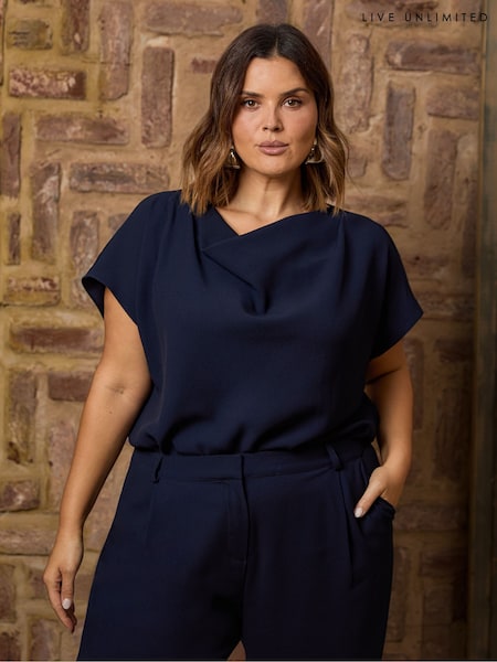 Live Unlimited Curve Blue Cowl Neck Top (F32145) | €100