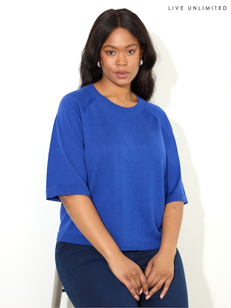 Live Unlimited Curve Blue Knitted Relaxed T-Shirt (F32159) | R$ 585
