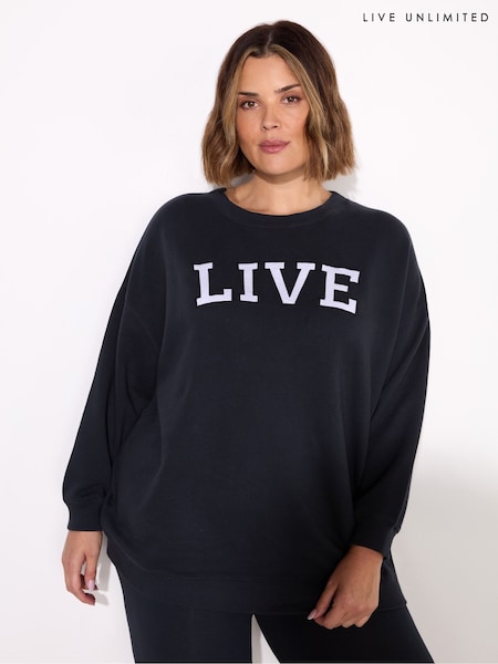 Live Unlimited Blue Oversized Live 100% Cotton Sweatshirt (F32167) | kr928