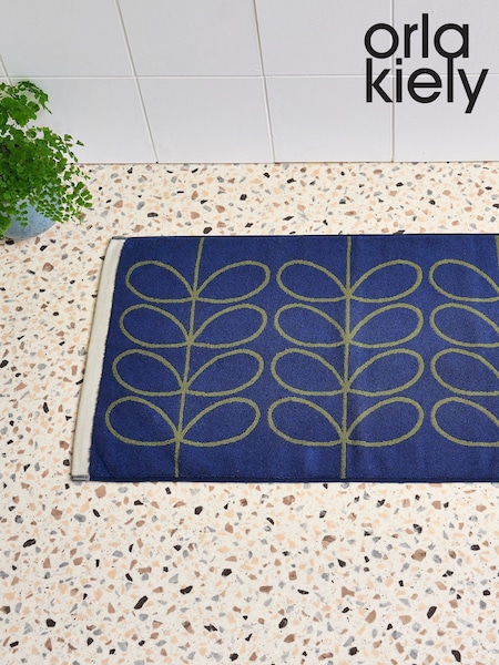 Orla Kiely Navy/Olive Linear Stem Bath Mat (F32182) | ₪131