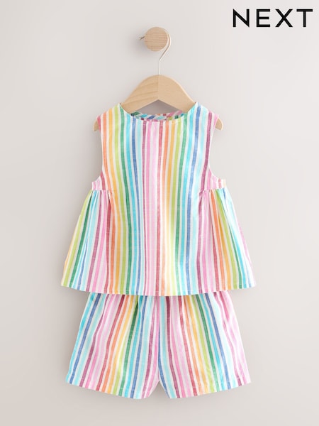 Stripe Rainbow Shorts and Shirt Set (3mths-7yrs) (F32219) | AED66 - AED86