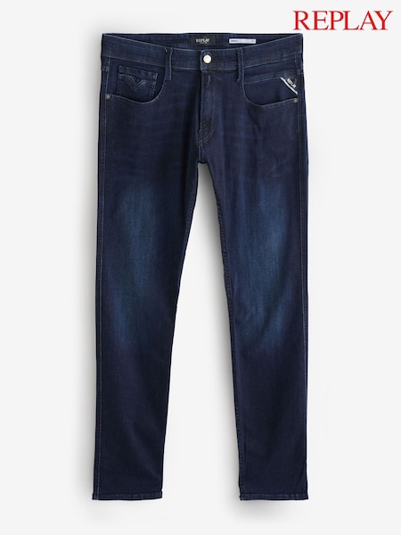 Replay Denim Dark Blue Powerstretch Straight Fit Grover Stretch Jeans (F32234) | €140