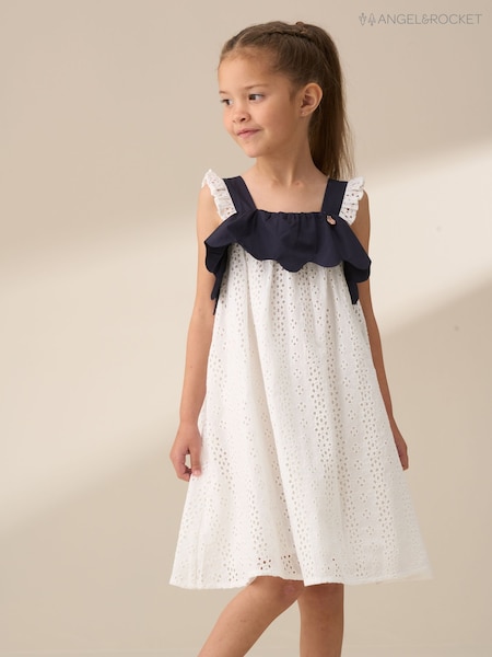 Angel & Rocket White Arielle Broderie Panel 100% Cotton Dress (F32339) | R$ 355 - R$ 395
