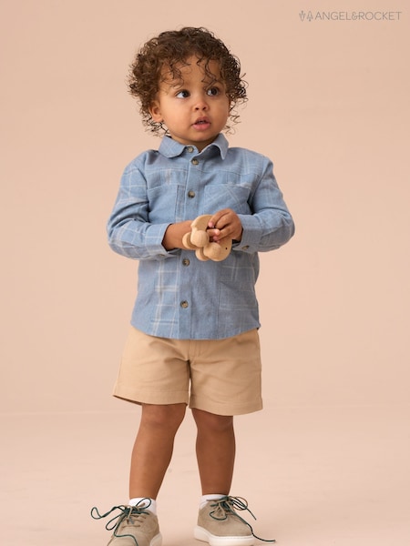 Angel & Rocket Blue 100% Cotton Connor Block Check Shirt (F32342) | AED91 - AED100