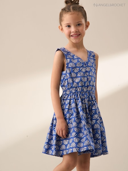 Angel & Rocket Blue Lina Printed Linen Playsuit (F32354) | AED179 - AED202