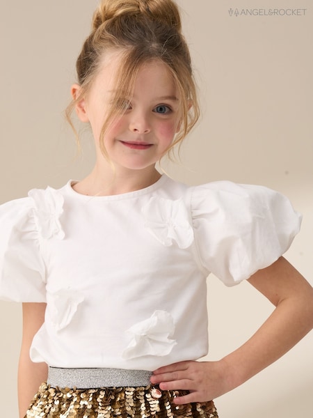 Angel & Rocket Bloom Flower Applique T-Shirt (F32359) | kr228 - kr286