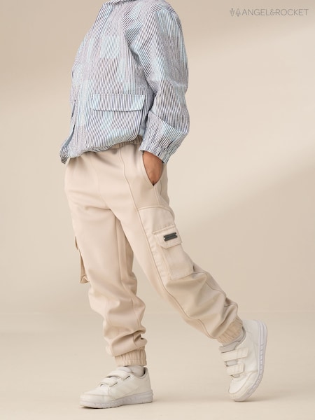 Angel & Rocket Cream Frank Panelled Mix Fabric Joggers (F32364) | TRY 963 - TRY 1.269