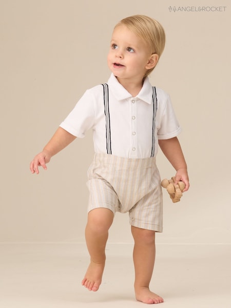 Angel & Rocket Grey Will Mr Smart 100% Cotton Jersey Romper (F32382) | €32