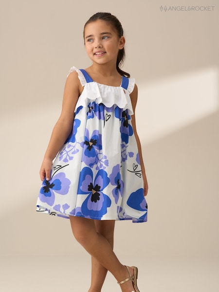 Angel & Rocket Blue Arielle Broderie Panel 100% Cotton Dress (F32384) | R$ 315 - R$ 385