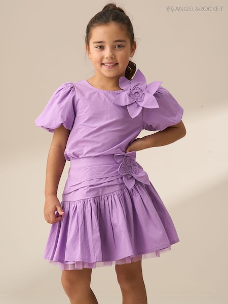 Angel & Rocket Purple Roxie Corsage Woven 100% Cotton Skirt (F32386) | R$ 275 - R$ 345