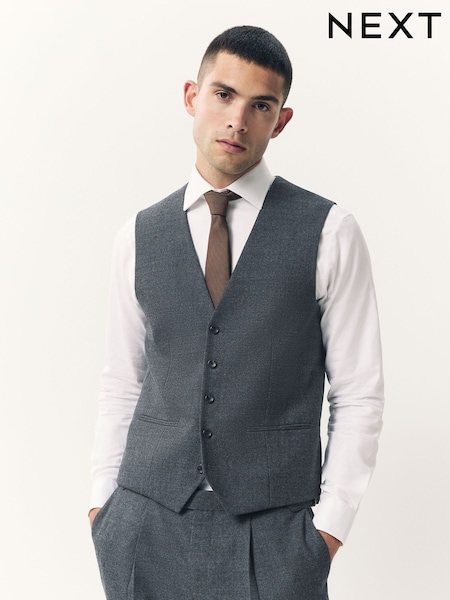 Blue Wool Blend Suit Waistcoat (F32435) | € 90
