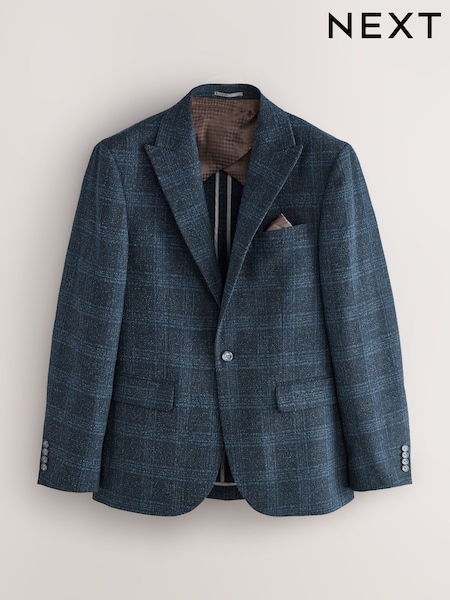 Navy Blue Slim Fit Check Suit Jacket (F32448) | 515 QAR
