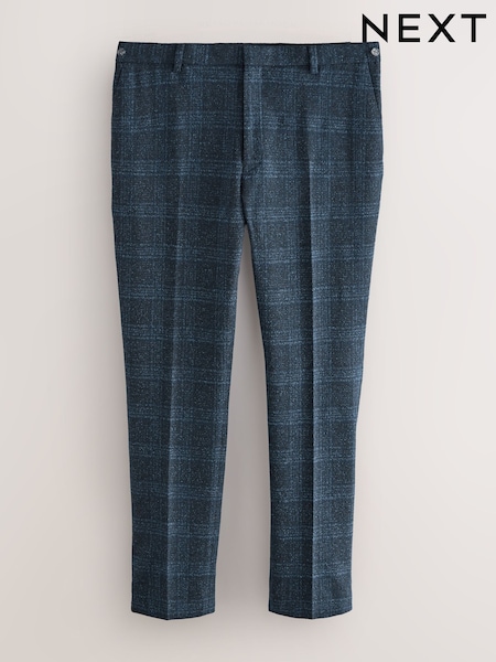 Navy Blue Slim Fit Check Suit Trousers (F32449) | 272 QAR