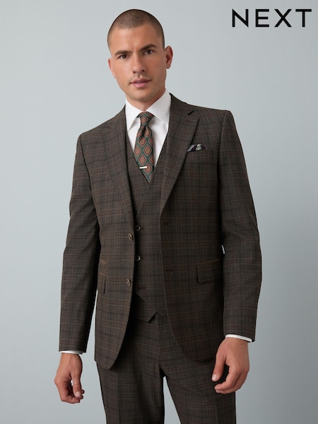 Braun - Slim Fit Trimmed Check Suit Jacket (F32462) | 155 €