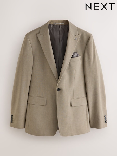 Taupe Slim Fit Striped Suit Jacket (F32472) | €106