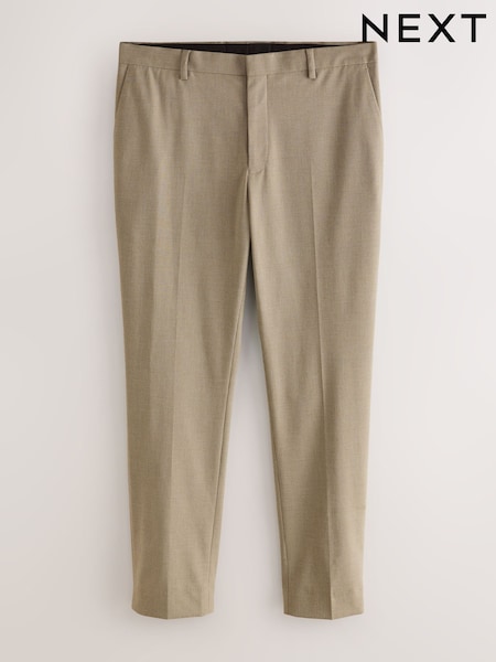 Taupe Slim Fit Striped Suit Trousers (F32473) | €60
