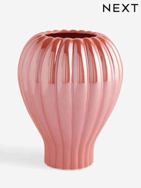 Pink Lustre Ribbed Vase (F32528) | €29