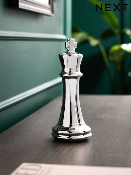 Silver Ceramic Chess Piece Ornament (F32541) | R$ 120