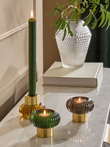 Multicolour Cooper Glass Candle Holder Tealight (F32583) | €24