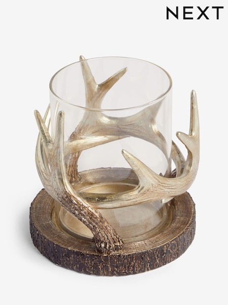 Gold Antler Candle Holder Hurricane (F32591) | €28