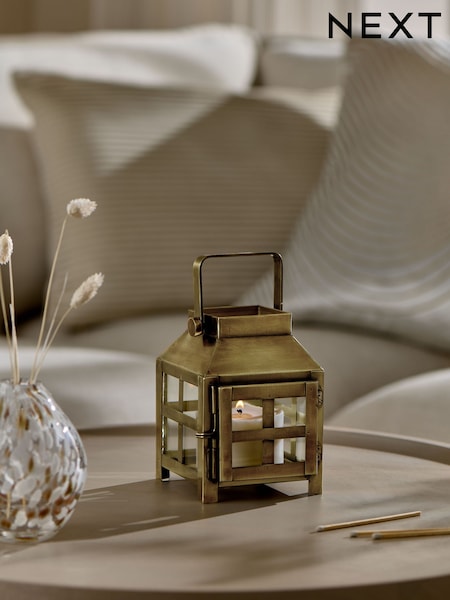Gold Metal and Glass Lantern Small (F32602) | €20