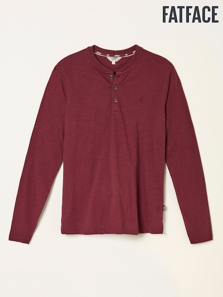 FatFace Henley Claret Long Sleeve Woodside Slub (F32606) | AED172