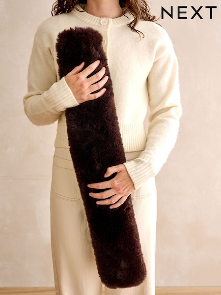 Chocolate Brown Faux Fur Long Hot Water Bottle (F32633) | €26