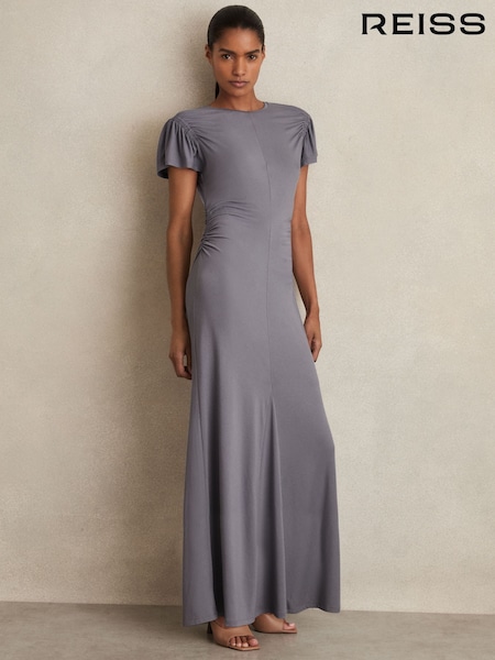 Reiss Grey Helia Modal Blend Ruched Jersey Dress (F32819) | €260